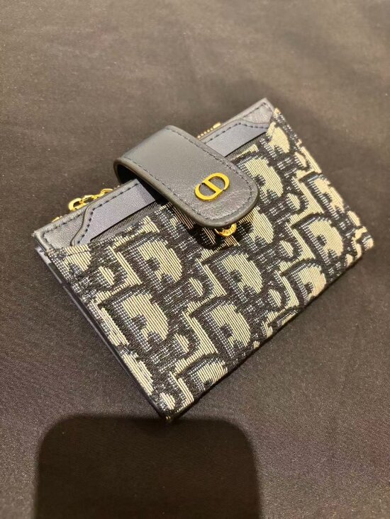 Dior Handbags - Dior Navy and Cream Signature Canvas Wallet